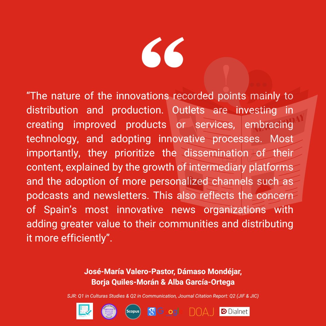 JournalCommSoc's tweet image. 📄”Journalistic Innovation Ranking in Spain (2015-2023). Indexing of 20 Outlets and Longitudinal Analysis of Change” by José-María Valero-Pastor, @Monde97, Borja Quiles-Morán, @albagortega 

🔍doi.org/10.15581/003.3…

#OpenAccess #Communication #Academic #Journalistic #Media