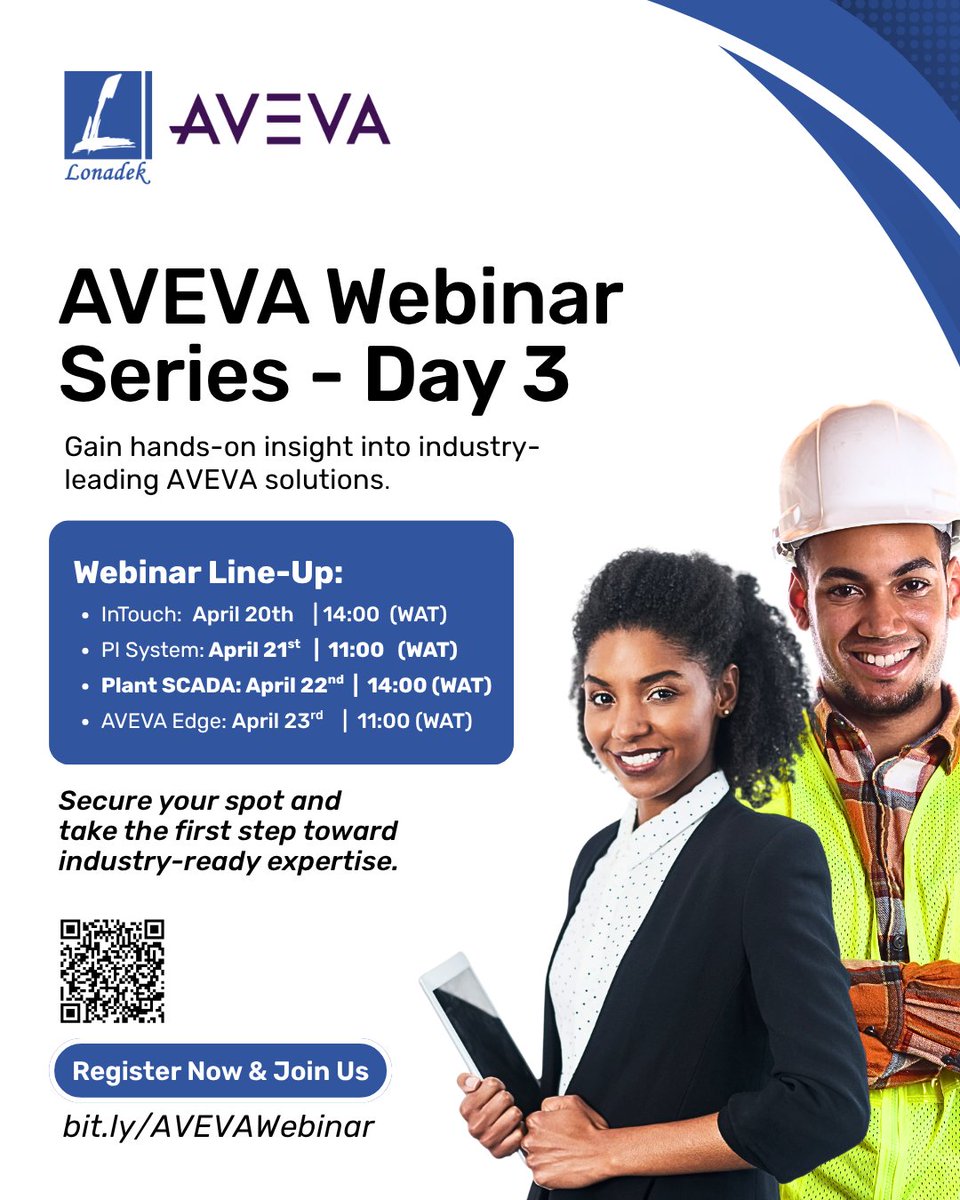 LonadekInc's tweet photo. AVEVA Webinar Series - Day 3!

Today’s focus is Plant SCADA, a critical system for monitoring and controlling industrial processes in real time.

If you missed Day 1 and 2, you can still join and be part of the learning.

Join the session here: https://t.co/VpKGCj1HQq
#PlantSCADA https://t.co/zqVxffYuRq