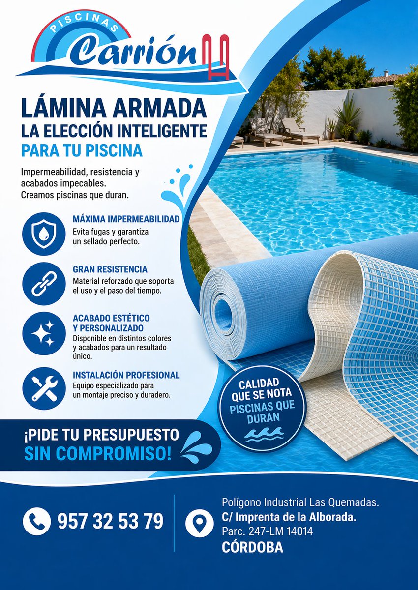 PISCINASCARRION's tweet photo. Lámina armada, la elección inteligente para tu piscina. https://t.co/MBheiqecGK