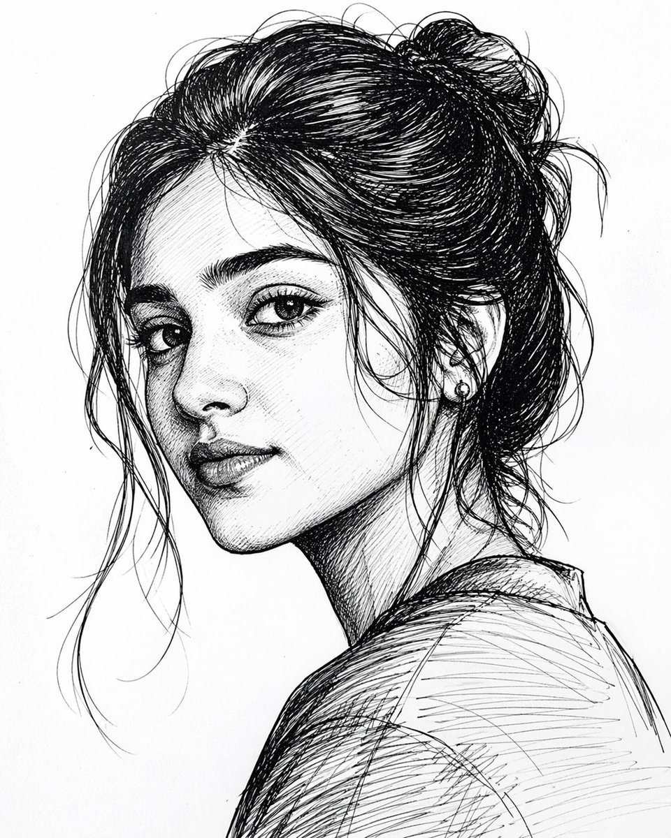 Elegant Ink: A Portrait of Depth and Detail - PromptGather image 1