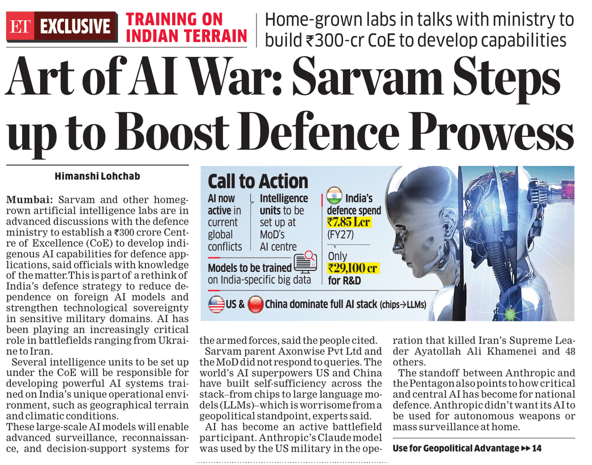 Art of AI War: Sarvam Steps up to Boost Defence Prowess