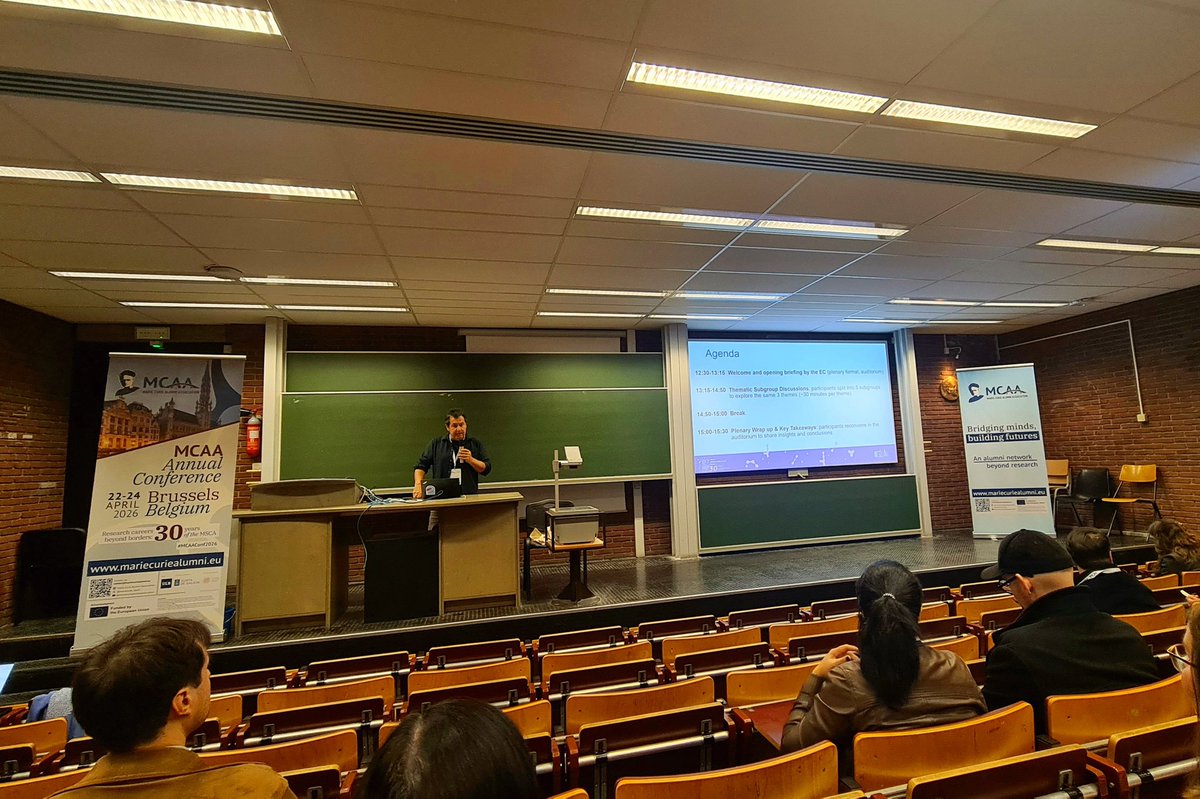 sergioman90's tweet image. Satellite event on the future of the #MSCA organized by the MSCA Unit of @EU_Commission 🇪🇺 as part of @MarieCurie_Alum Annual Conference 2026 at @ULBruxelles in #Brussels 🇧🇪

Great to know more and discuss about what's coming for #MSCA at FP10 (2028-2034)!

#MCAAConf2026