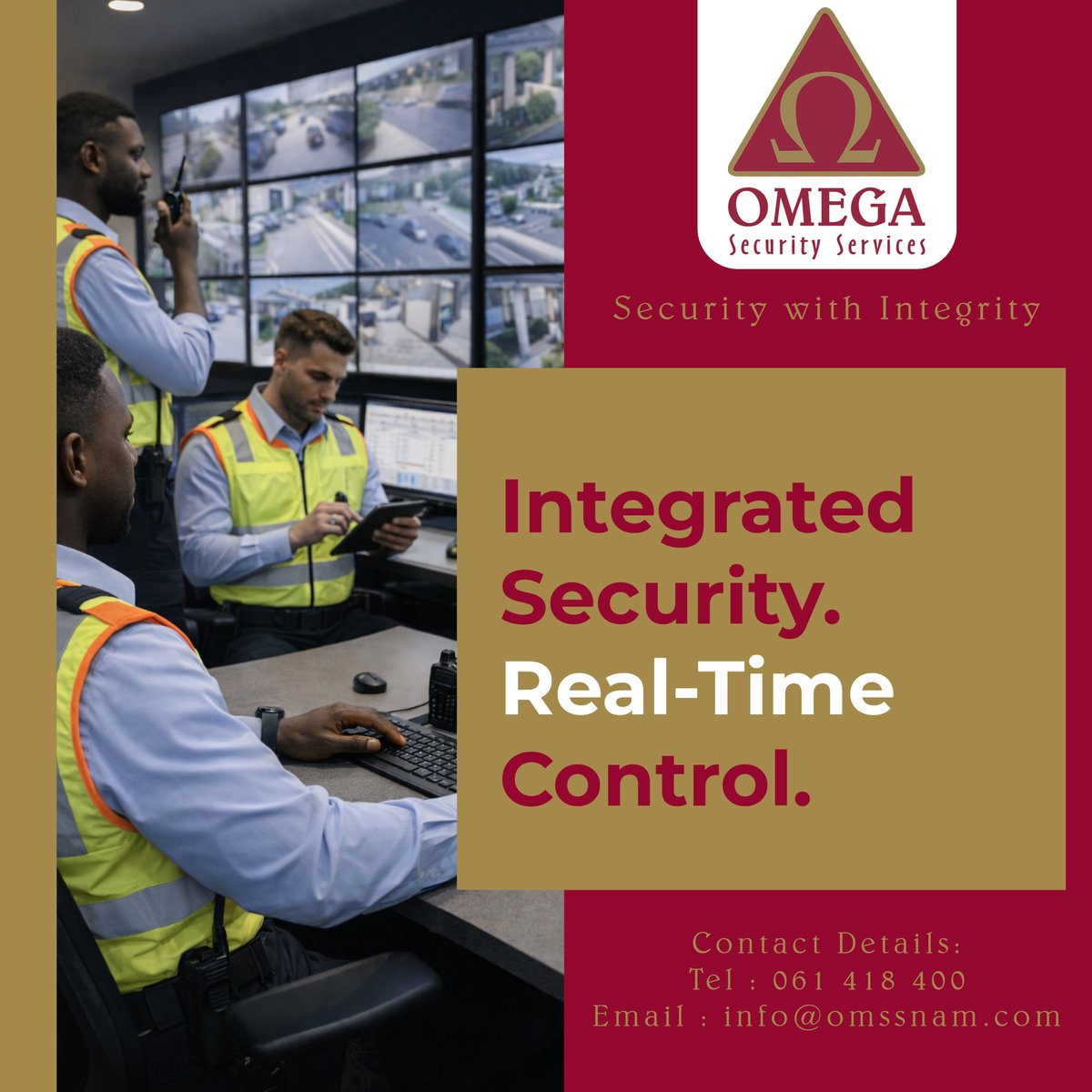 OmegaSecurNAM's tweet image. OMEGA Security Services delivers complete visibility and control over your security operations.

Contact us today at 061 418 400 or email info@omssnam.com to discuss your needs.

#OmegaSecurity #SecurityWithIntegrity #AccessControl #SecurityReporting #ProtectWhatsYours #Namibia