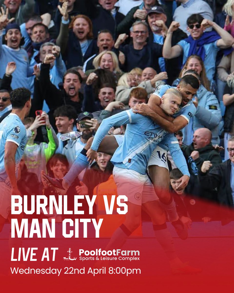 PoolfootFarm's tweet photo. Can Manchester City continue their title push after Sunday's statement win? 🏆

Burnley vs Manchester City is our featured game tonight at Poolfoot Farm. https://t.co/ETNhKOW3fa