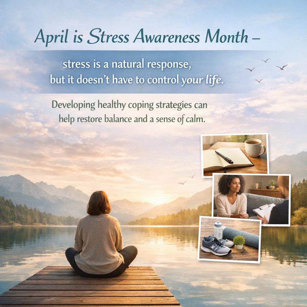 AmericanClinics's tweet image. April is Stress Awareness Month - stress is a natural response, but it doesn’t have to control your life. Developing healthy coping strategies can help restore balance and a sense of calm.
#StressAwareness #MentalHealthMatters #CopingStrategies #FindYourCalm #HealthyLifestyle
