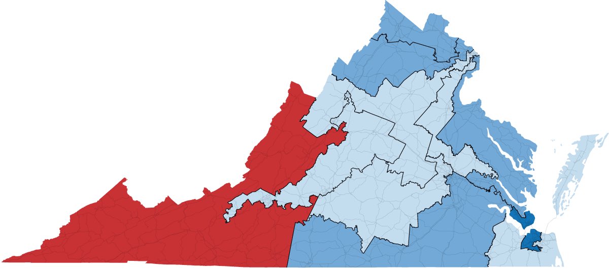 GipperGhost1984's tweet photo. How can MAGA say the Virginia redistricting map is gerrymandered, half the map is still red. 🤔 https://t.co/Im4LH9c9cx