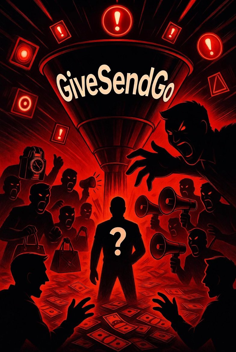 GiveSendGo, fuck yourselves.
X influencers are running a coordinated cash wash through your so called charity platform.

They funnel donations back and forth like their own private ATM.

This has been documented in child trafficking grifts, Gaza aid ops, and endless legal defense