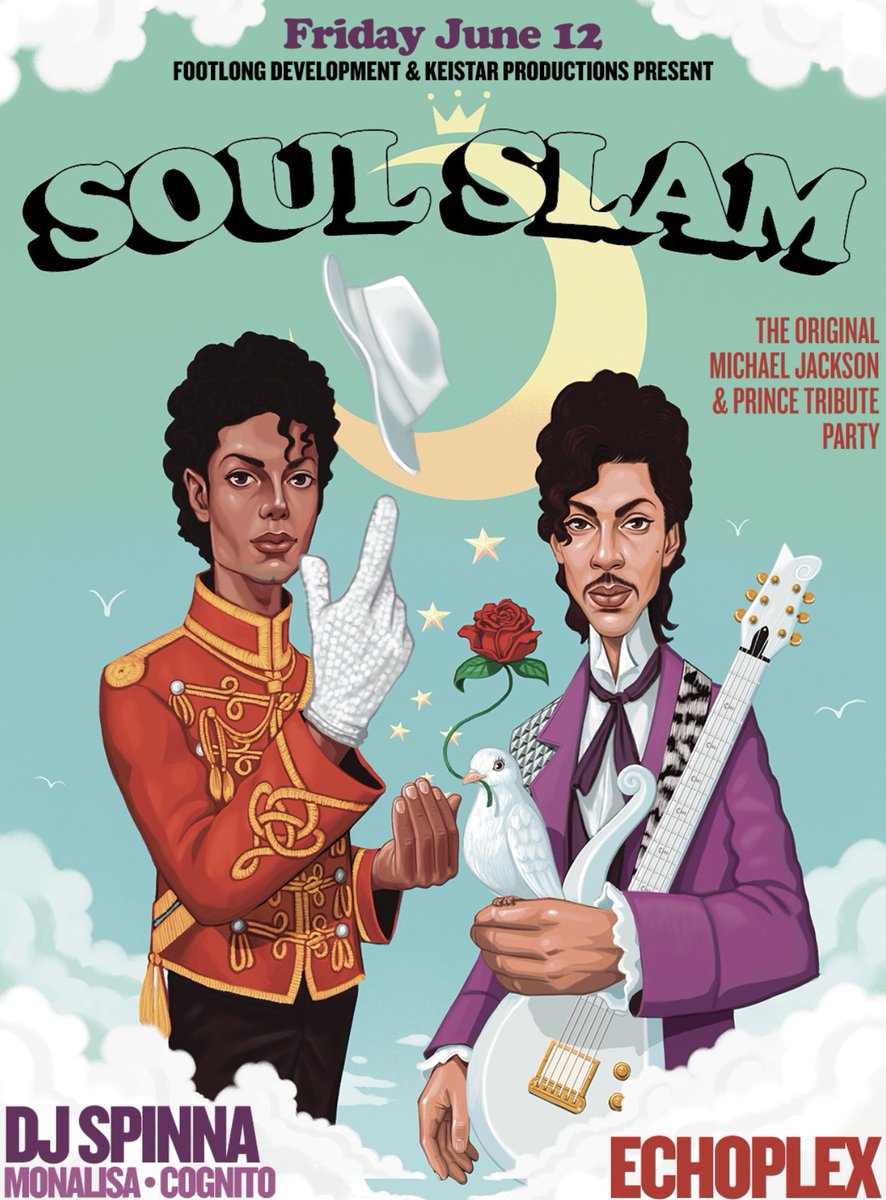Los Angeles 6/12 Soul Slam #michaeljackson #prince <a href="/djspinna/">THEREALDJSPINNA</a> <a href="/Monalisa7872/">✨Monalisa✨</a> <a href="/FROLAB/">Cognito</a> squadup.com/events/soulsla…