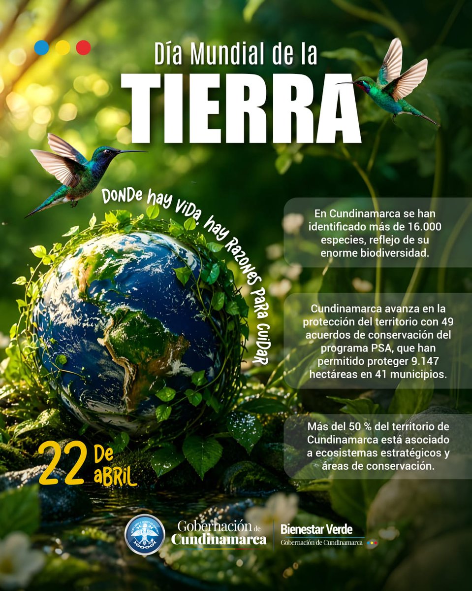 DíaMundialDeLaTierra

Hoy la Tierra nos habla… y nos recuerda que cuidarla es cuidarnos 🌎
Es el hogar que compartimos, el agua que nos da vida y los bosques que nos respiran
En este Día de la Tierra, renovamos nuestro compromiso de protegerla, respetarla y actuar por su futuro