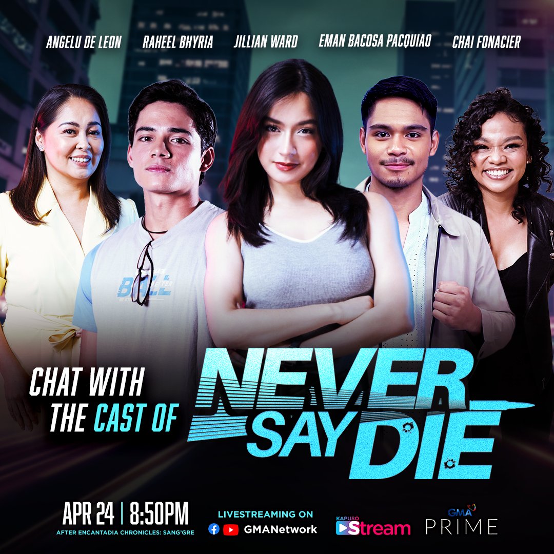 GMADrama's tweet photo. THIS FRIDAY, join Jillian Ward, Eman Bacosa Pacquiao, Angelu De Leon, Raheel Bhyria, and Chai Fonacier LIVE on #KapusoStream of #NeverSayDieGMA at 8:50 PM on GMA Network Facebook and YouTube! π€©
Set your calendar and alarms na, mga Kapuso! π https://t.co/eMRZNsPJBq