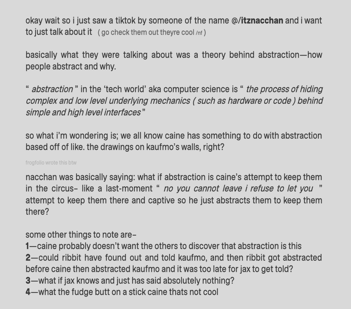 frogfoliio's tweet image. possible digital circus abstraction theory? hmmmm

#tadc #digitalcircus #theory