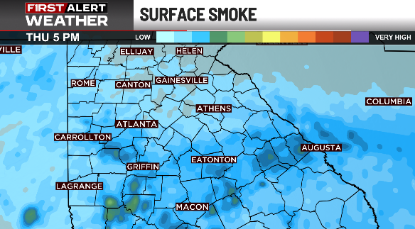 It's hazy and smoky today due to the wildfire burning in Southeast Georgia. Southerly winds will carry that smoke into our area today and tomorrow.