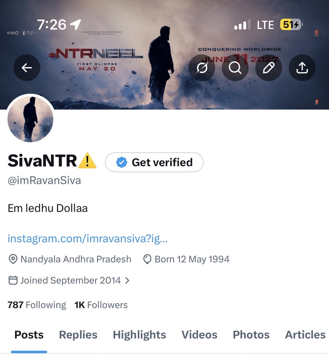 SivaNTR⚠️ tweet media