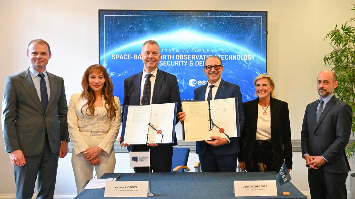 EUDefenceAgency's tweet image. 👩‍🚀 On 22 April, we signed an arrangement with 
@esa to better study space-based Earth observation technology for #security and #defence.

➡️ Read more: tinyurl.com/2utscdyd