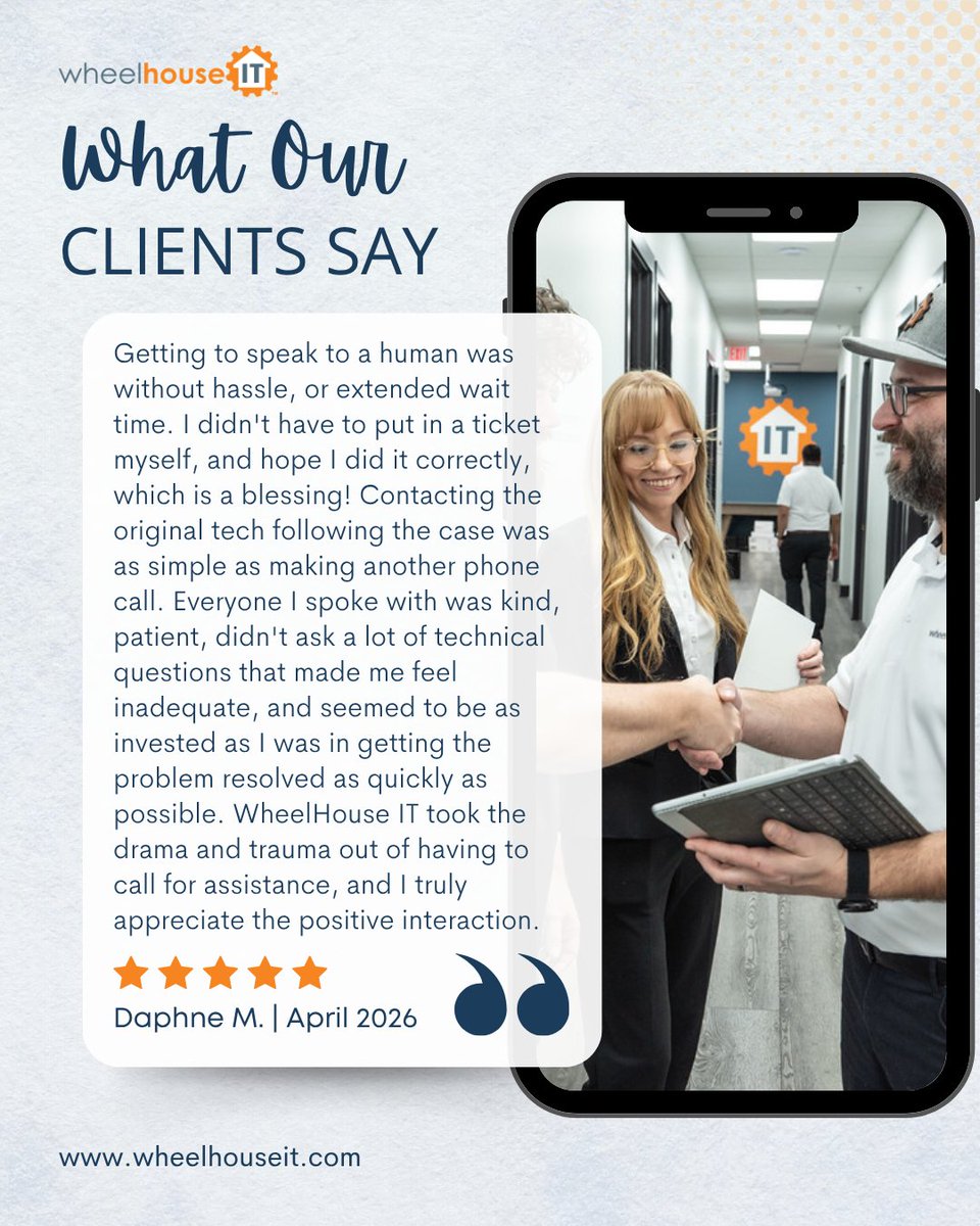 Pick up the phone. Speak like a human. Actually solve the problem.
Apparently that's rare enough to write a review about. We'll take it. 😄 #ITSupport #ManagedIT