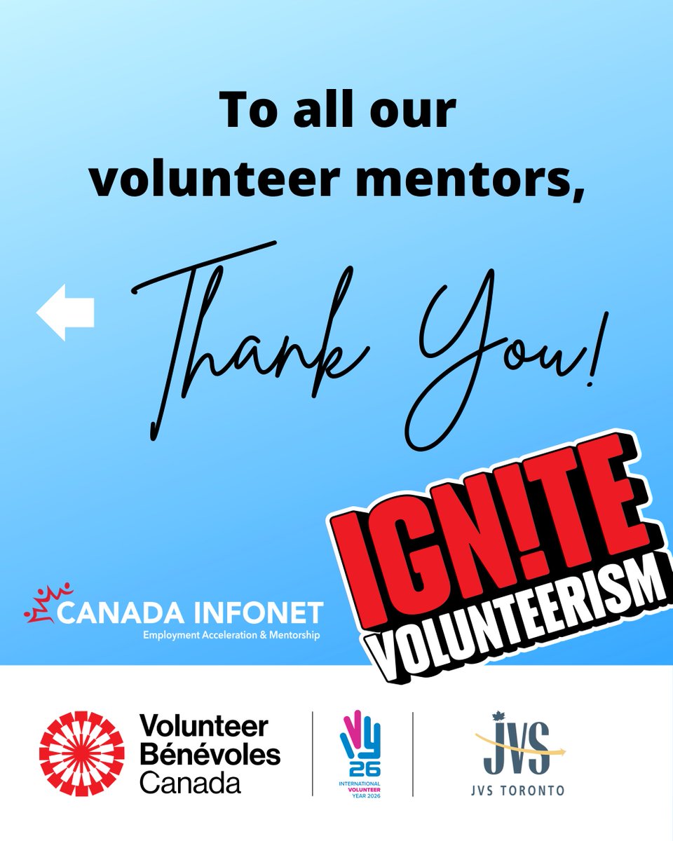 JVSToronto's tweet image. Through our #prearrival program, Canada InfoNet, 200 volunteer #mentors gave their time and expertise to help #newcomers find their way in Canada. Thank you to all our volunteers.

#IgniteVolunteerism #ArrivePrepared #NewToCanada #NVW2026 #MentorshipMatters #immigratetocanada