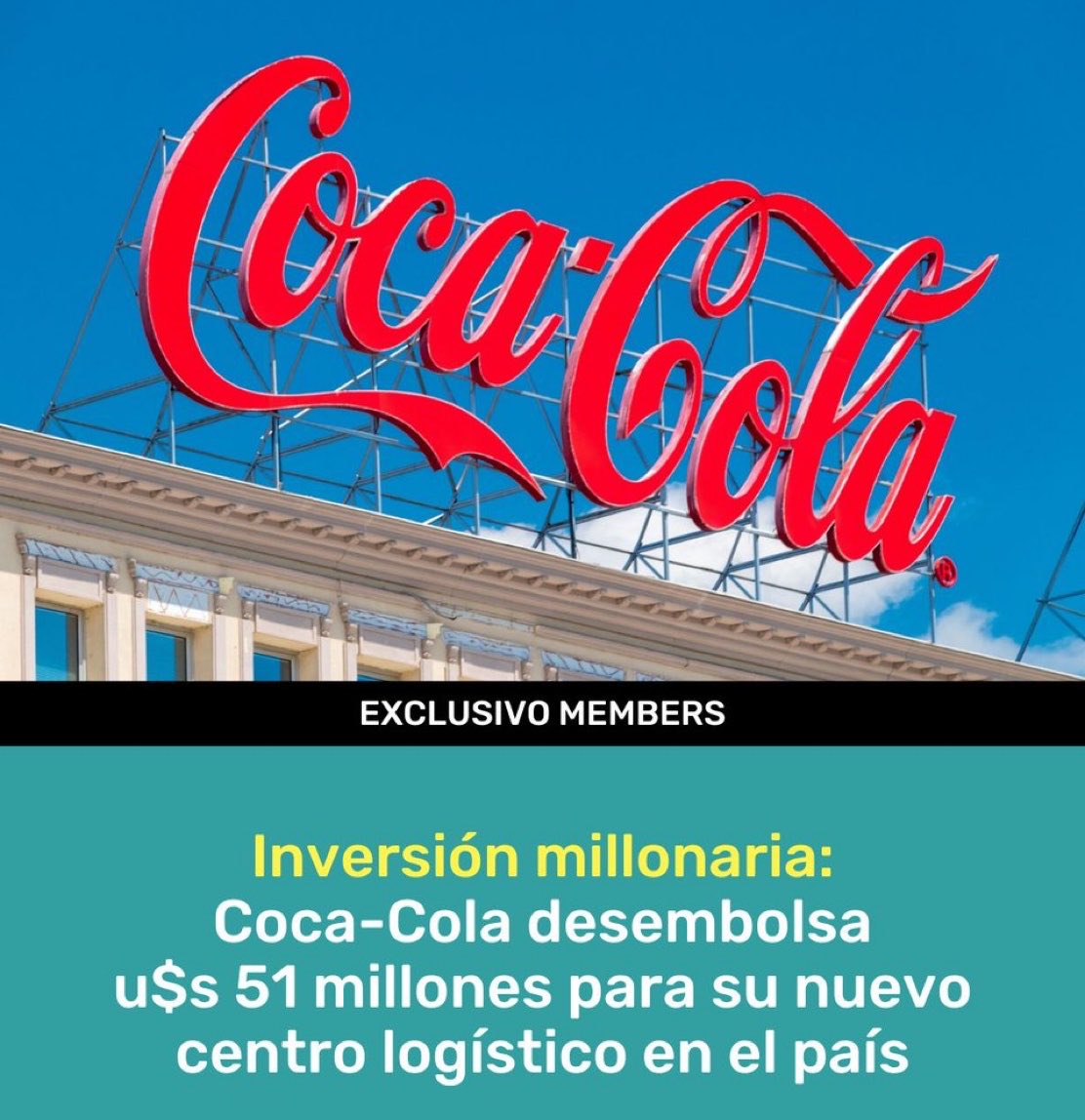 zubel_ok's tweet image. 💣¡BOMBA EN TRES DE FEBRERO!💣

#CocaCola 🇦🇷
🥤La firma Femsa abre un nuevo centro de distribución en Tres de Febrero.
💵 Inversión: u$s 51 millones. 
📈Esta apertura es parte del plan de inversión de ¡u$s 1.400 millones!
👷Se generarán cientos nuevos empleos.

Más inversión 🤝