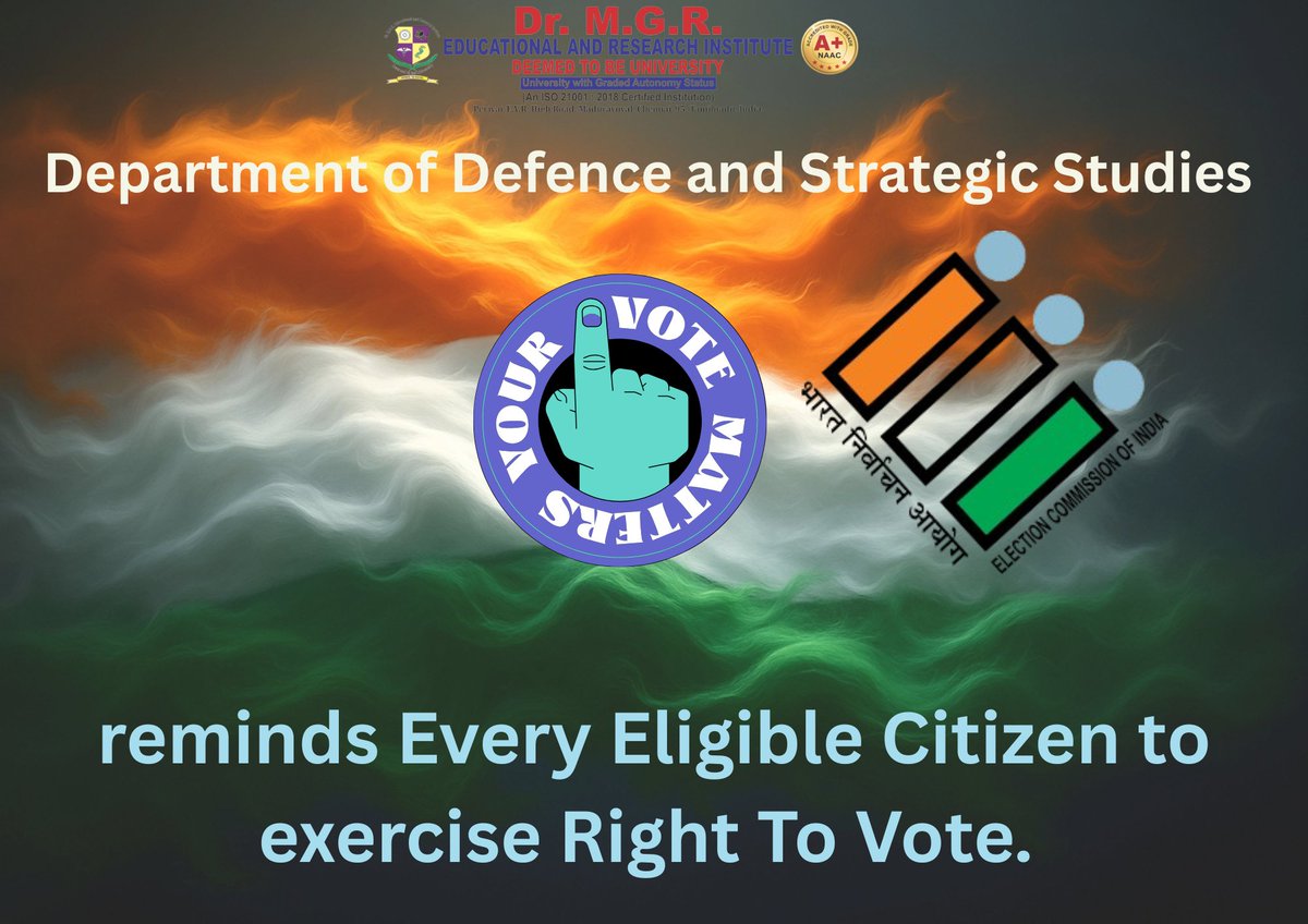 dodassdrmgruniv's tweet photo. Go, Vote and Exercise Your Right To Vote!!🇮🇳🗳️ #stateassemblyelections #voteforTN #betterTN #democracy #righttovote @PMOIndia @ECISVEEP @rashtrapatibhvn @EduMinOfIndia @DrACSofficial @AcsArunkumar @MgrUniversity @DrMGRuniversity @lokbhavan_tn @tansche_TN @CMOTamilnadu https://t.co/NHHxftUZV2