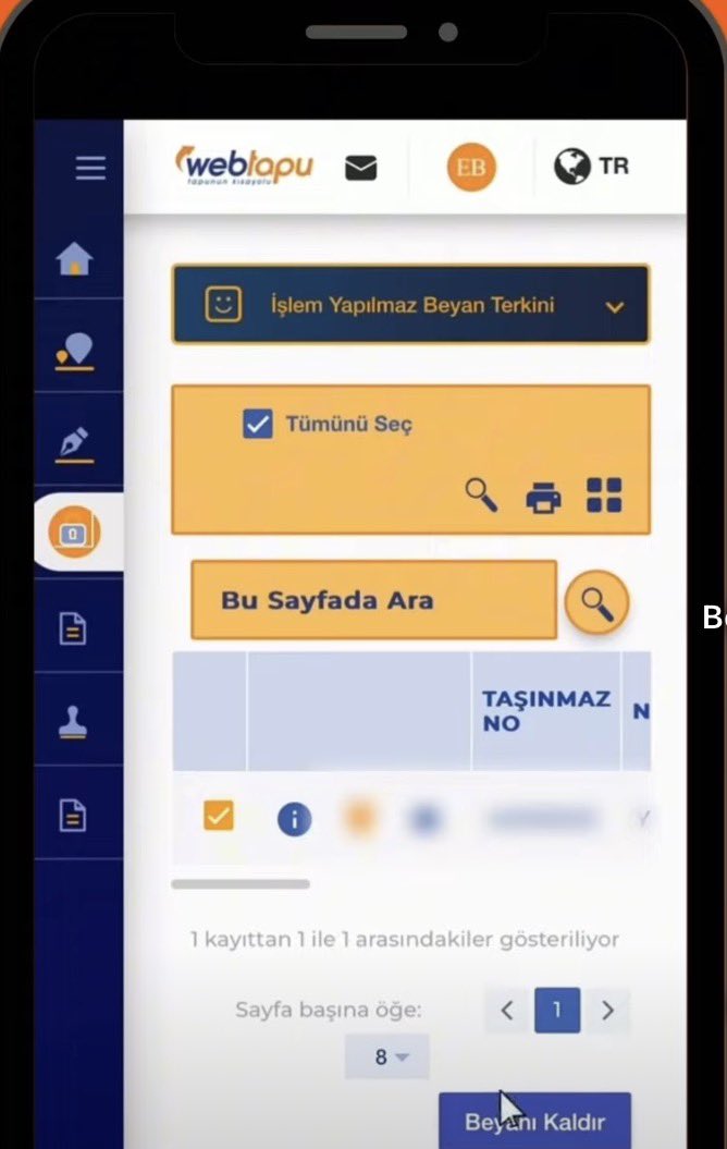 RotamizFinans's tweet photo. E-Devlet ile Tapu Kilitleme 👇( DOLANDIRICILARI ENGELLEYİN❗️)

Tapunu korumaya almak istiyorsan bu işlemi yapmalısın. Bu işlem sayesinde tapuda siz olmadan asla işlem yapılmaz❗️

➡️ E- Devlete giriş yapın. Arama yerine “ Web tapu ” yazın. Web tapu sayfasına giriş yapın. 
➡️Solda 4.sırada bulunan “beyan işlemleri” menüsünden “işlem yapılmaz beyan tesisi”nden işlem yapılmaması istediğiniz taşınmazı seçip onayladıktan sonra artık tapu dairesinde hiç kimse sizden habersiz işlem gerçekleştiremez.

🚨Nasıl Kaldırılır ❓

➡️Yine Web tapu üzerinden “beyan işlemleri” menüsünden “işlem yapılamaz beyan terkini” üzerinden onaylayıp kaldırabilirsiniz.

🔄Paylaşımı faydalı bulduysanız RT yaparak daha çok kişiye ulaşmasını sağlayabilirsiniz.