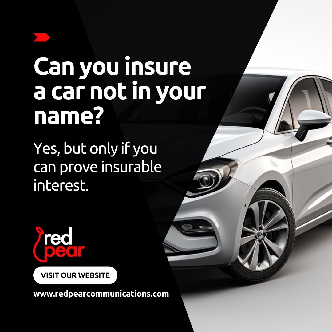 RedpearGh's tweet photo. JUST IN 
Can you insure a car not in your name?
Yes, but only if you can prove insurable interest + a legal connection.
Common cases: company or family vehicles. Always confirm with your insurer first. https://t.co/LzZr5CjpOn