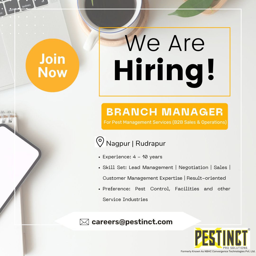 pestinct's tweet photo. We’re #Hiring!
We’re #expanding our team and opening doors to #MultipleOpportunities. 🚀
Explore #ExcitingCareer paths with Pestinct Pro Solutions Pvt. Ltd. and be part of our #GrowthJourney.
• Key Account Manager (KAM)
📧 careers@pestinct.com | 🌐 https://t.co/6GbagTItnT https://t.co/ZQnc3VRFmE