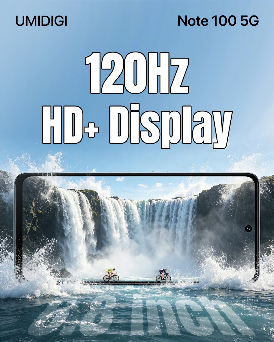 umidigi's tweet photo. 🎮🌿 Gaming and viewing media turn into a visual feast with the #Note1005G smartphone. The large 6.8" 120Hz HD+ display renders sharp graphics and smooth motion, as fluid and detailed as a cascading waterfall in nature. 💧🌟
Amazon🛒https://t.co/irckaO5UmT https://t.co/XYKnKL2rb0