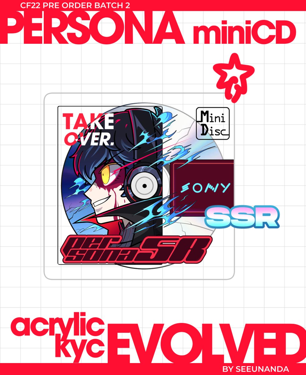 Persona MiniCD Acrylic Keychain!
Only for #Comifuro22 Pre Order Batch 2!

#cf22 #cf22catalog 
x.com/seeunandaaa/st…
