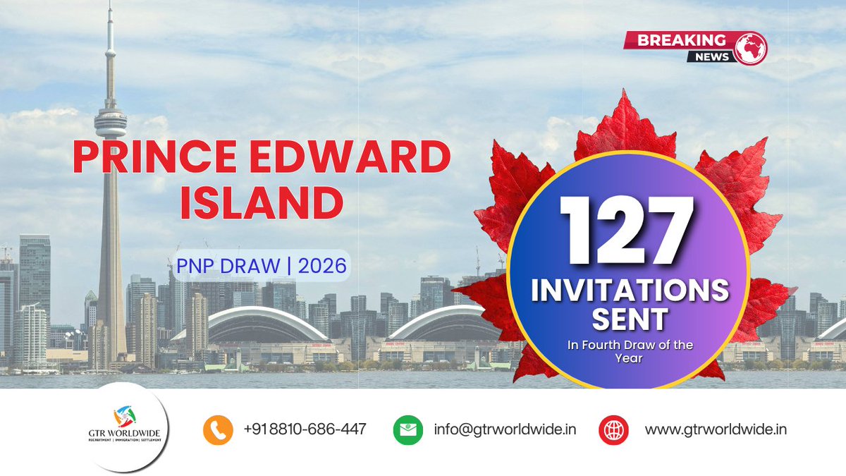 gtrworldindia's tweet image. 🚨 PEI PNP 2026 Update 

✔️ 127 invitations issued
✔️ Largest draw of the year
✔️ Focus on in-demand workers

🔗 Read more:
zurl.co/UhLfe 

📞 +91 8810-686-447
🌐 Visit Website
zurl.co/XDTsm 

#CanadaPR #PEIPNP #ImmigrationNews #WorkInCanada #PNPDraw