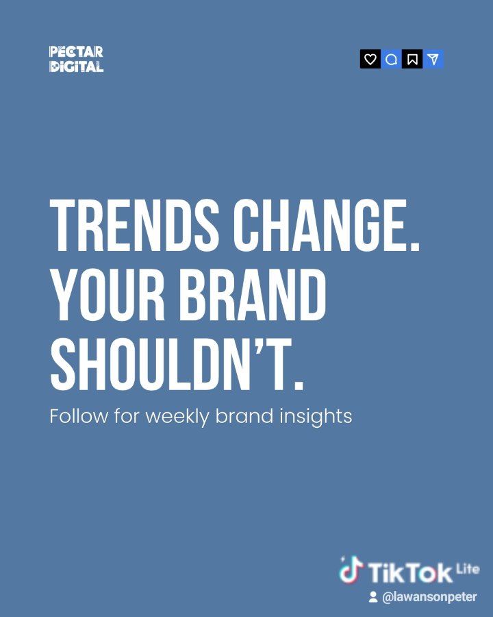 pectardigital's tweet image. Just because it’s trending doesn’t mean it fits your brand. Trends fade. Your brand stays. Save this &amp;amp; follow for more brand tips every Monday. #pectardigital #graphicdesign #branddesigner #brandmistakeseries #Monday