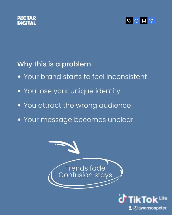 pectardigital's tweet image. Just because it’s trending doesn’t mean it fits your brand. Trends fade. Your brand stays. Save this &amp;amp; follow for more brand tips every Monday. #pectardigital #graphicdesign #branddesigner #brandmistakeseries #Monday