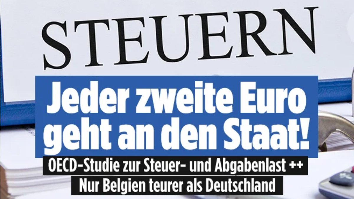 Der Altparteienstaat Deutschland nimmt seine Bürger aus!

Laut neuer OECD-Studie liegt die durchschnittliche Belastung für einen Single bei 49,3 Prozent. 

Jeder zweite Euro geht an den Staat und in diese Zahl fließen nicht nur Steuern ein, sondern auch Sozialabgaben wie Renten,