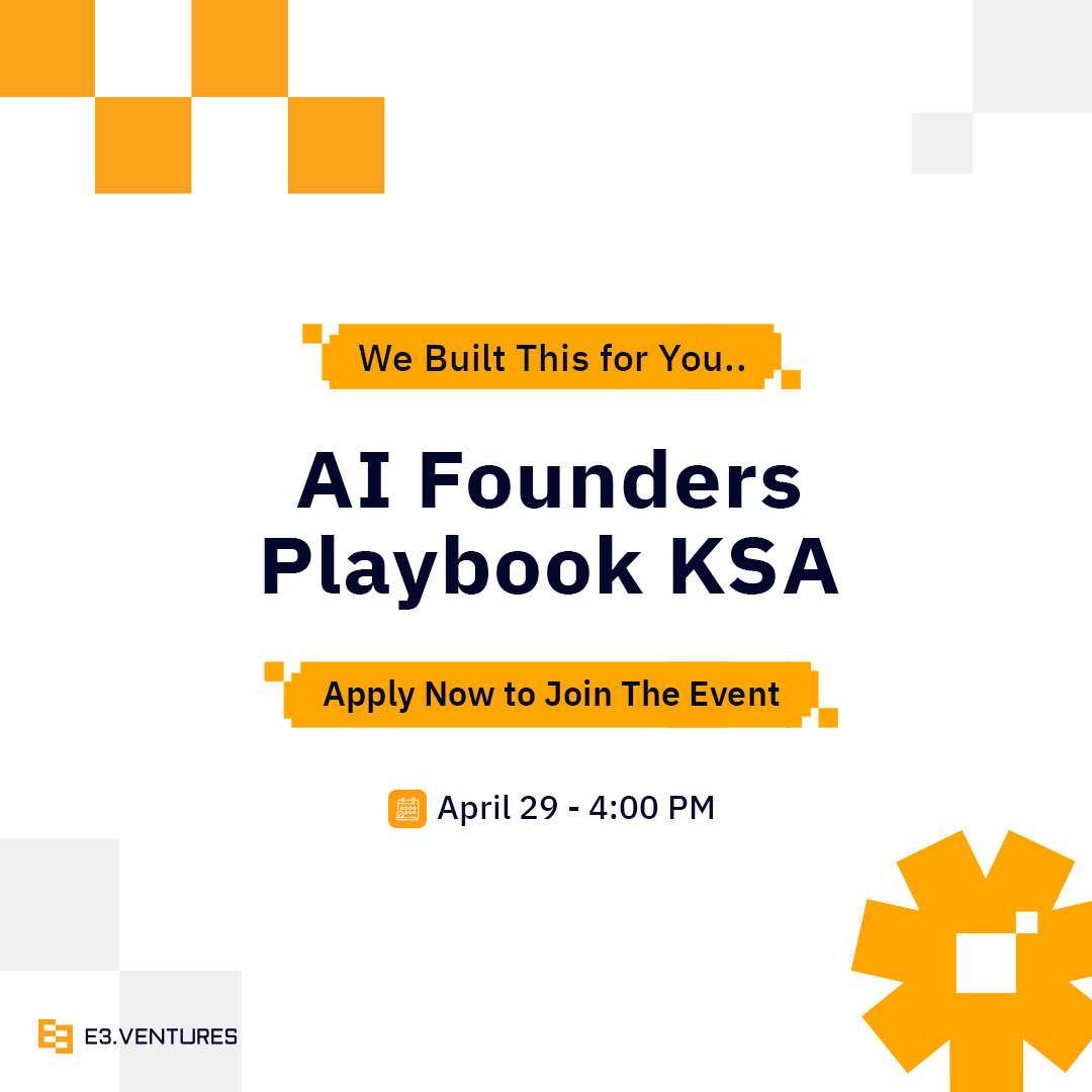 e3ventures's tweet photo. If you’re building an AI startup in Saudi Arabia or thinking seriously about it, we want to meet you.

AI Founders Playbook KSA is a half-day event at the E3 office in Riyadh made for One clear goal: to give you the real playbook for building an AI startup that actually works here.

We're bringing this together because:

◾Saudi Arabia is one of the most exciting places in the world to build in AI right now.
◾ Good ideas deserve to survive. Too many don't succeed because they weren't strong, but because the founder didn't have the right support early enough.
◾ We believe in building the ecosystem from the inside out — one serious founder at a time.

If you’re serious about building, this room is for you.

🙌 Apply to attend:
https://t.co/hqOUJa0Zi7