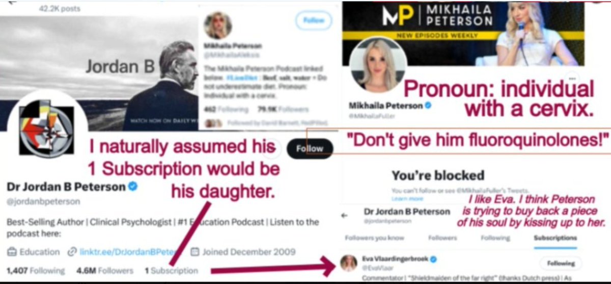 maggini_19's tweet image. Rose Webster @GetMyGist here ♀️🇨🇦. Sorry for the dup I meant the attached.
THIS is why ♀️ are dehumanized, even by the .@SCC_eng &amp;amp; Mr .@jordanbpeterson's daughter "individual with a cervix" right .@MikhailaFuller⁉️

"But Rose #JordanPeterson is a #genius!" x.com/maggini_19/sta…