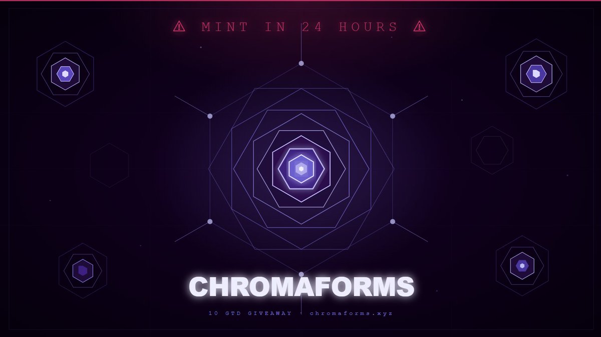 ChromaForms's tweet image. The wait is over.

CHROMA mints tomorrow April 23

LINK → opensea.io/collection/chr…

GTD  → 5 PM UTC | FREE
FCFS → 6 PM UTC | $0.7

Still no WL? Giving away 10 GTD spots in this post.

RT + drop EVM for a chance.