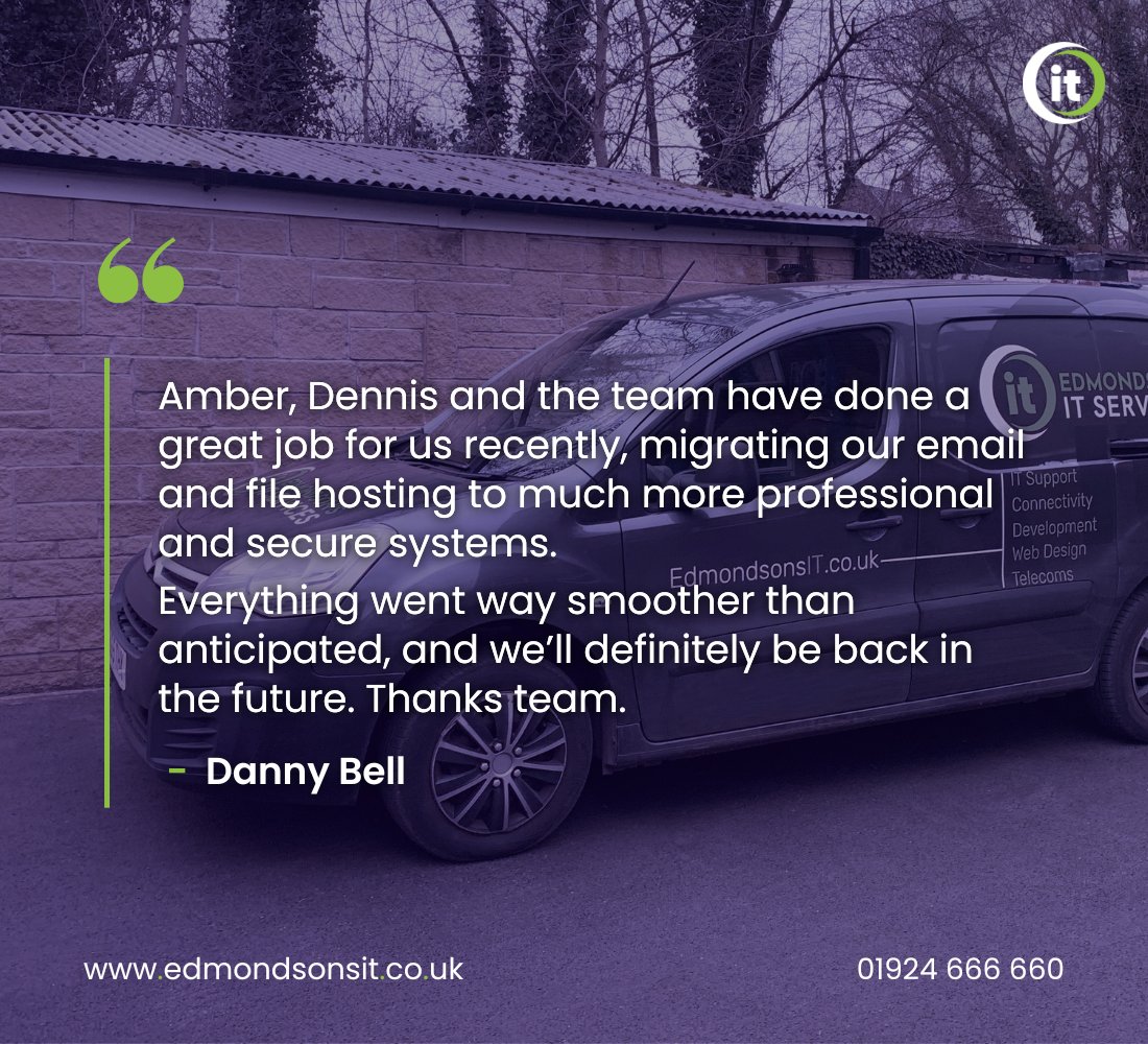 EdmondsonsIT's tweet image. We’re always pleased to hear how our support is making a difference for businesses💻☎️

If your business is experiencing IT or telecoms issues, we’re here to help: zurl.co/lR1ju

#EdmondsonsIT #ITSupport #VoIP #BusinessIT #YorkshireBusiness #TechSupport