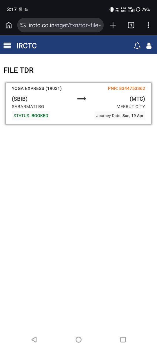 marshalbajaj's tweet photo. Hi @IRCTCofficial @WesternRly 

Pnr status - 2153740241

All passengers couldn't travel, we are trying to file TDR but not getting option / relevant pnr to file. Kindly help. https://t.co/f0KOBt9Vy6