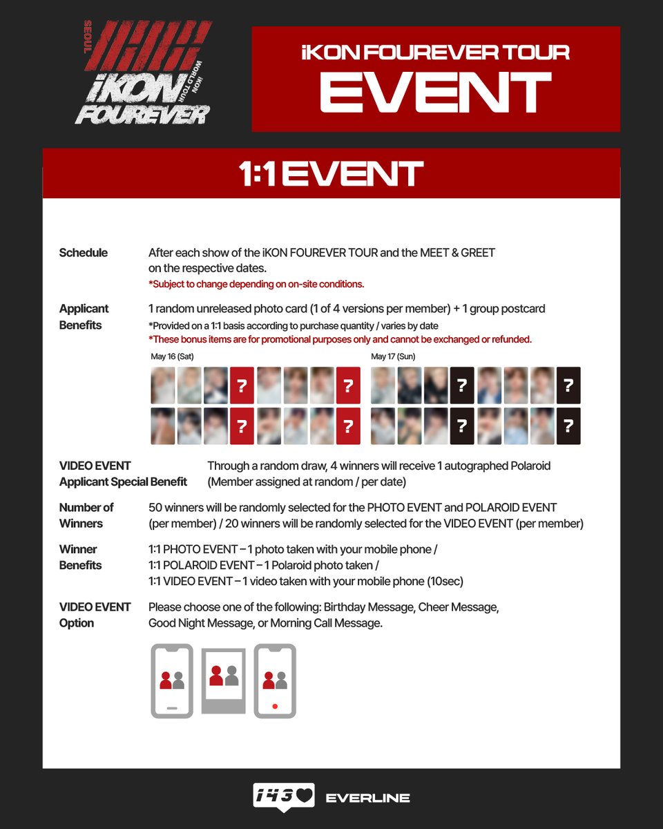 [📢] #iKON #아이콘

iKON FOUREVER TOUR

📸 EVENT 📸

⚾️ TICKET OPEN
2026.04.23 (THU) 6PM (KST)

📌 EVERLINE SHOP
🔗 s.godo.kr/36jq1

#iKON_FOUREVER_TOUR
#EVERLINE #에버라인