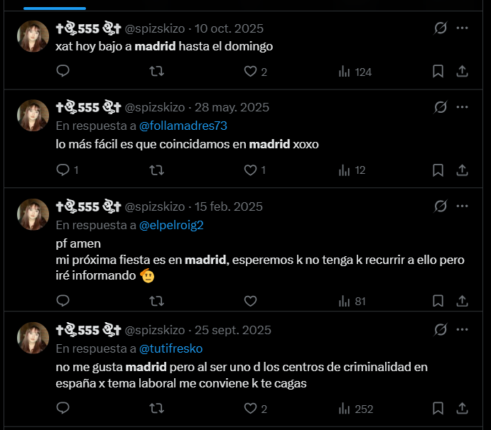 Un turista madrileño no puede visitar Asturias pero ella, asturiana, visita/vive en Madrid, hace turismo, va a fiestas y no se va de Madrid ni con agua hirviendo.  

Si los madrileños "destrozan" Asturias, igual tú destrozas Madrid, que ya está masificada, hipócrita.