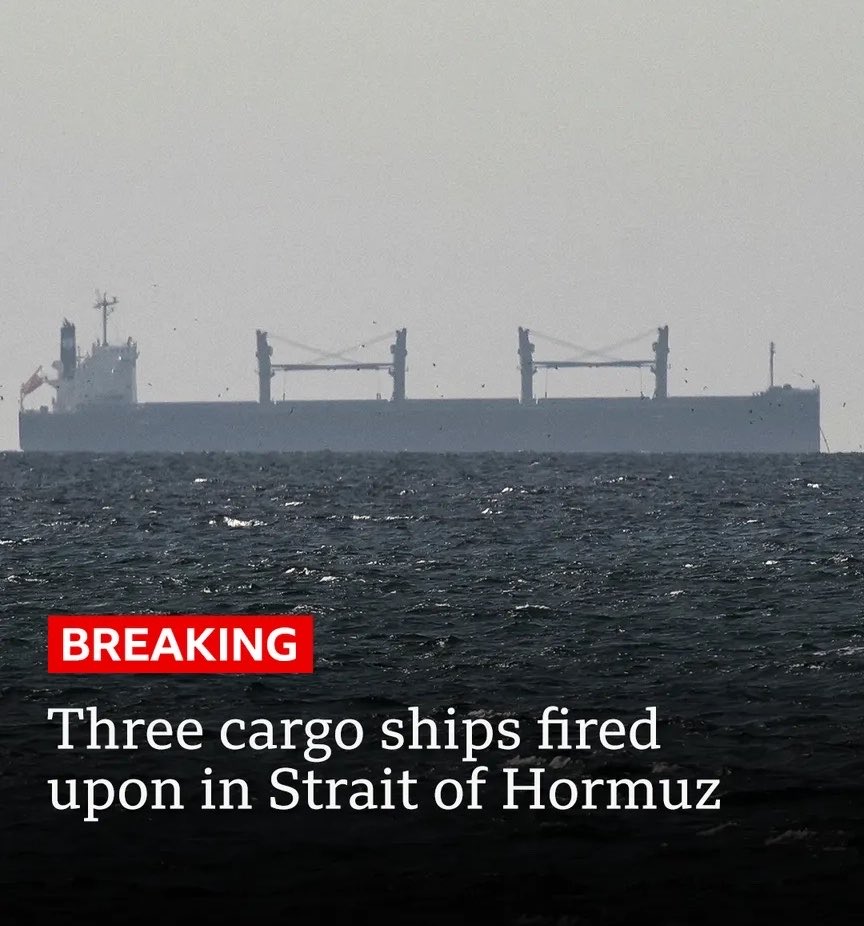 GhostEzra01's tweet image. Three cargo ships have been fired upon in Strait of Hormuz, with one heavily damaged by an Iranian gunboat. The first vessel was fired at by the Islamic Revolutionary Guard Corps (IRGC), the UKMTO says. It's not yet clear who targeted the other two cargo ships. #Iran #US
