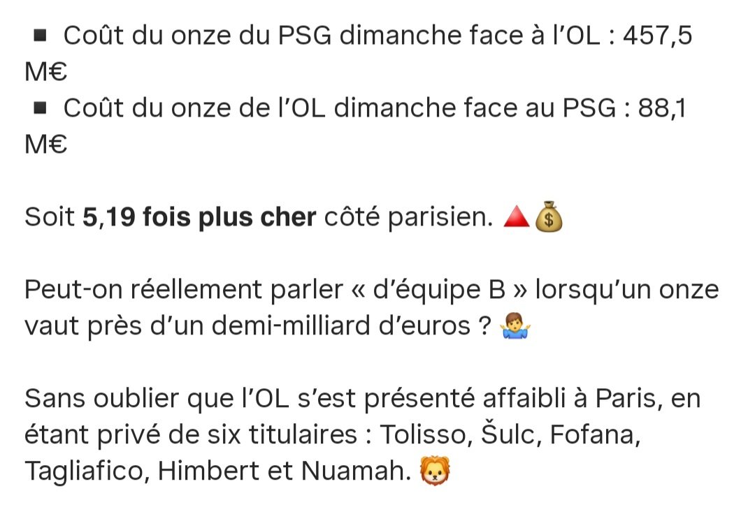 ArashFr's tweet photo. @Mesli_Dounia @MaxOL69 Une équipe remariée qui coûte 5 fois plus que celle de l'OL 🤣 avec la moitié des joueurs internationaux : Hernandez, Dembélé, Vitihnia, Doué, Barcola, Hakimi... on a marqué avec un mec qui était en D3 l'an dernier 🤣 https://t.co/0NFnSv1k5Z