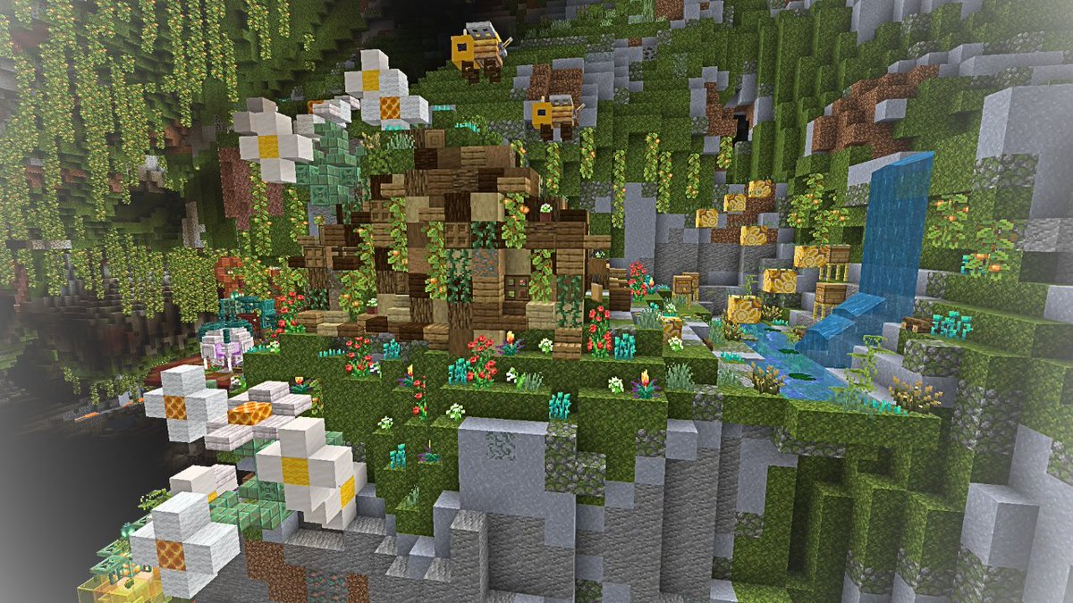 Charunons2's tweet image. ◆#夜空の夏 │共有／繁茂エリア
・FlowerLaBo🥀

ホビット系でごちゃ混ぜ
研究所作ってみたよ♪

#minecraftbuilds #minecraft建築コミュ