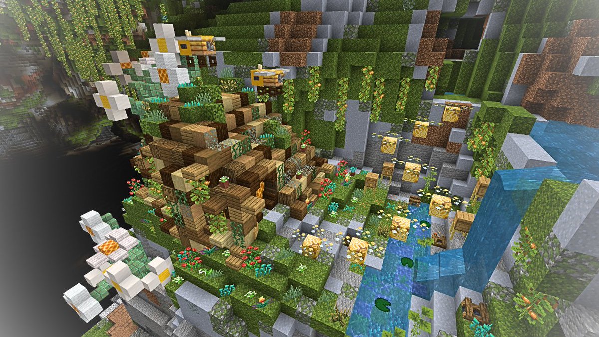 Charunons2's tweet image. ◆#夜空の夏 │共有／繁茂エリア
・FlowerLaBo🥀

ホビット系でごちゃ混ぜ
研究所作ってみたよ♪

#minecraftbuilds #minecraft建築コミュ