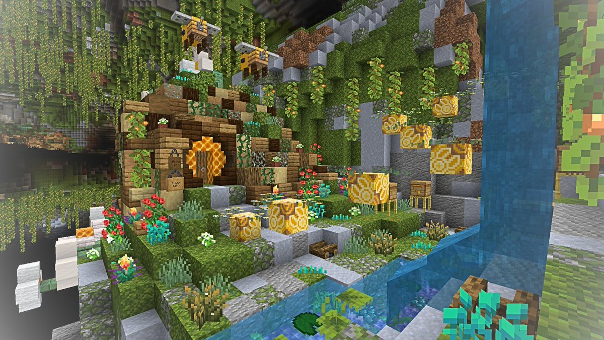 Charunons2's tweet image. ◆#夜空の夏 │共有／繁茂エリア
・FlowerLaBo🥀

ホビット系でごちゃ混ぜ
研究所作ってみたよ♪

#minecraftbuilds #minecraft建築コミュ