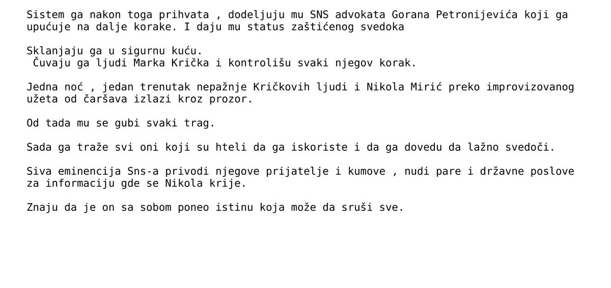 AshleeDanceMoms's tweet photo. Top Secret - Implikacije vrha Države i MUP-a u Organizovanje ubistva

Detalji dole u tekstu 

@KRIKrs  @BIRNSrbija @Insajder_net  @tvnova_s @Insajder_net @novarsonline
@DnevnikNovaS @n1srbija
@InformerNovine
@telegrafrs
@KurirVesti
#kricak #vucic #pumpaj #ubistvo https://t.co/2YwH6Q9uee