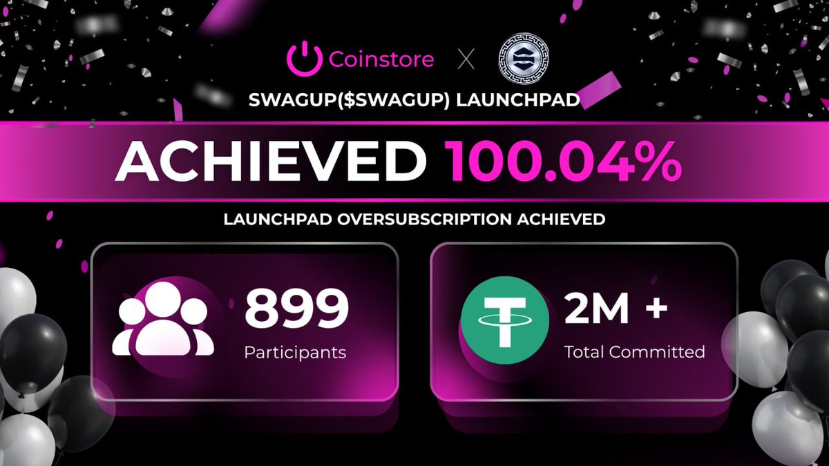 idinyedavid1's tweet image. SWAGUP finally goes live on @CoinstoreExc Launchpad
A digital RWA asset bringing exponential &amp;amp;  scalable growth.
 Sub date: Apr 16–20
Price pool :2M USDT raise | 25K/user
💵 Entry: 100 USDT | Listing: 108 USDT 
Be a part today &amp;amp; don't miss out 😠
#SWAGUP #Launchpad #Coinstore