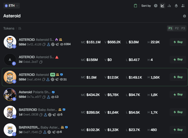 Asteroid ☄️ | The Original on Ethereum tweet media