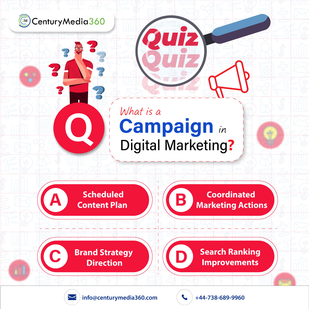 centurymedia360's tweet photo. #QuizTime!

Put your digital marketing knowledge to the test today, comment your answer below and find out if you got it right. 👇

#MarketingQuiz #TestYourKnowledge #LearnAndGrow #AnswerThis #DigitalMarketing #CenturyMedia360 https://t.co/km6ZzAot5F
