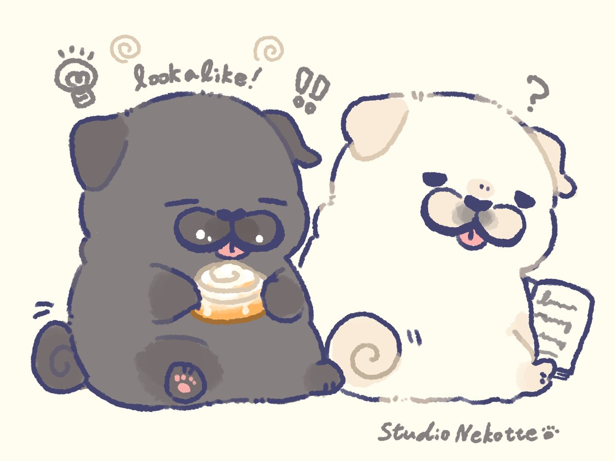 studio_nekotte's tweet image. 黒パグさんと白パグさん⑨🖤🤍🐾

#パグ #pug #ゆるいイラスト