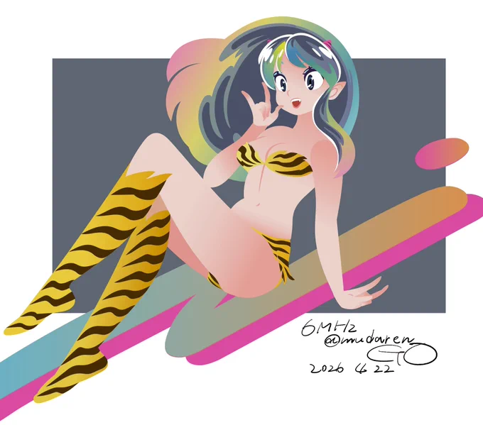 イラレで描いた、こういう原作絵があった(というか数日前に見かけて)記憶模写しました…だいぶ違うかもしれん。模写で練習