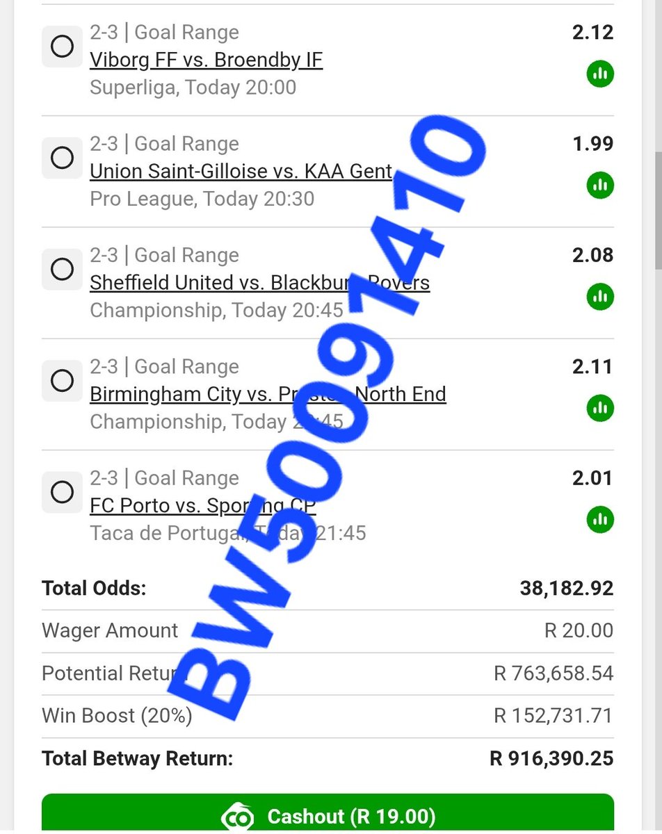 betmastertips4's tweet photo. R900 000 Betway Boom 💥 

Booking Code BW50091410

38K Odds

Goal Range

@GreenWorldCTM https://t.co/V6nA10WZvd